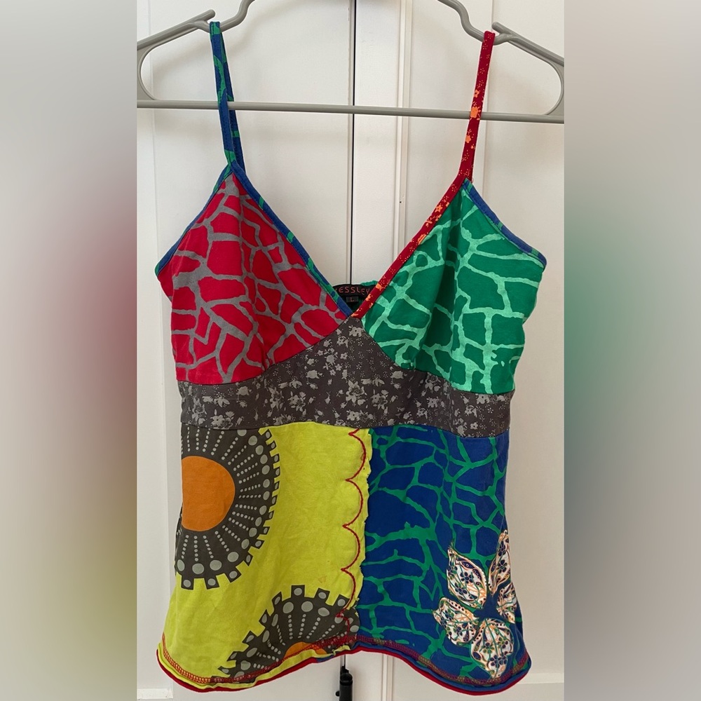 Kessley boho sleeveless top camisole colorful adjustable straps large bohemian